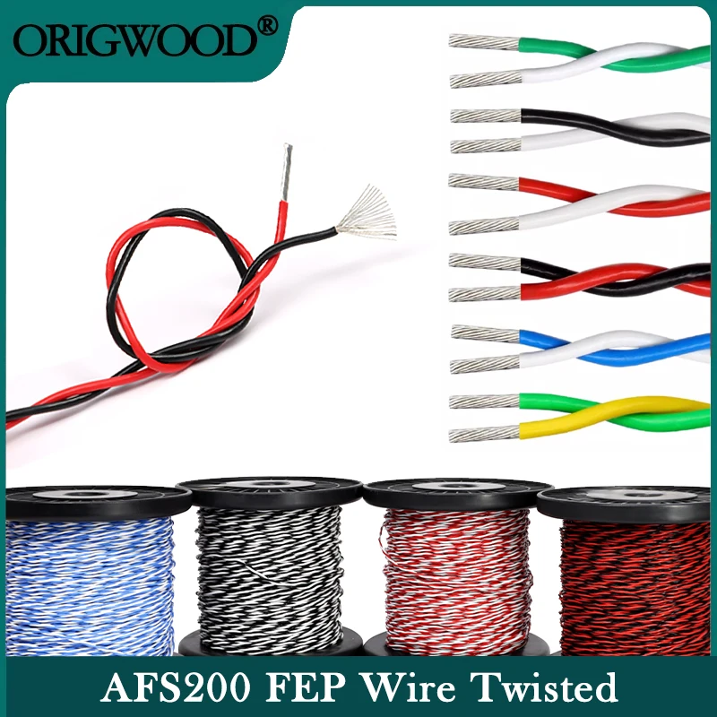

AFS200 FEP Wire Twisted Pair 26/25/24/22/20/18/17/15/13AWG High Temperature Tinned Copper DIY Electronic Signal Cable 1~10Meters