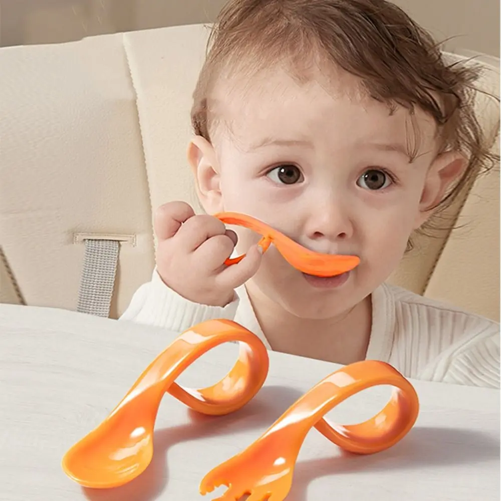 

Tools Autonomous Eating Supplement Tool Curved Fork Children Tableware Baby Spoon Fork Eat Training Elbow Spoon Auxiliary Spoon