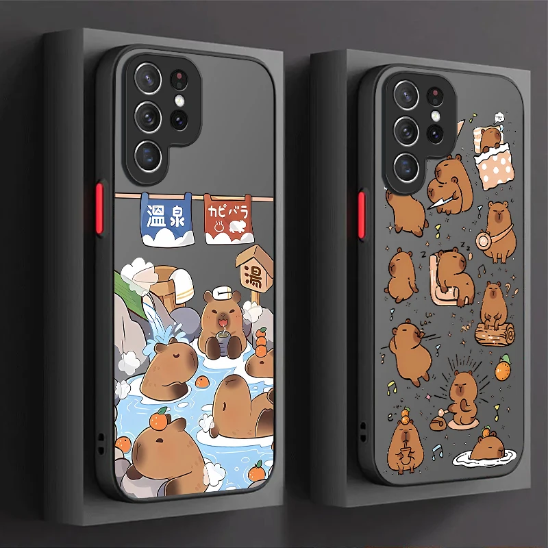 Cartoon Kapibala Soft Case For Samsung Galaxy S24 S23 S22 Ultra S21 S20 FE S10 Plus A15 A25 A35 A55 5G Note 20 10 Silicone Cover