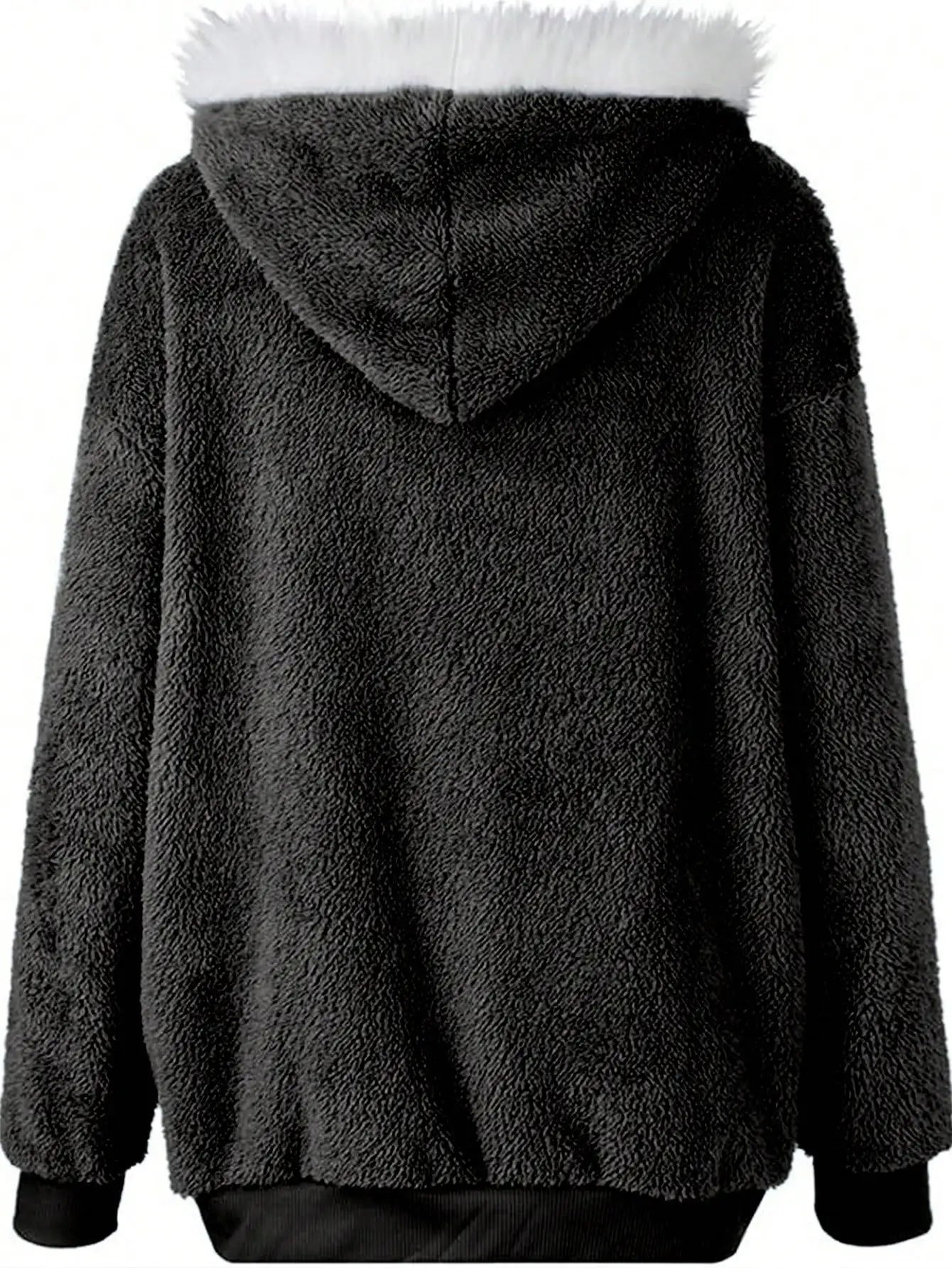 เสื้อแจ็คเก็ตมีฮู้ดผ้าพลัฌสำหรับผู้หญิงไซส์ใหญ่ พร้อมเชือกผูก เสื้อคลุมกันหนาวแสนสบายสำหรับฤดูใบไม้ร่วงและฤดูหนาว