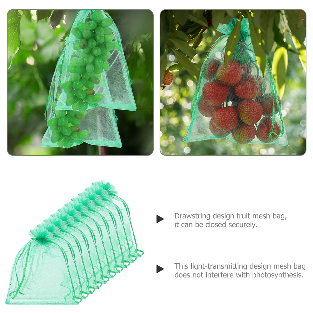 

25Pcs Fruit Protection Bags Drawstring Mesh Netting Bag Garden Net Barrier for Fruit Trees Insect Bird Pest Prevention
