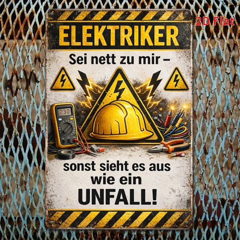 CIFbuy Vintage Funny Electrician Grumpy Aluminum Wall Art Waterproof Wear Resistant Garage Workshop Man Cave Home Gift Decor