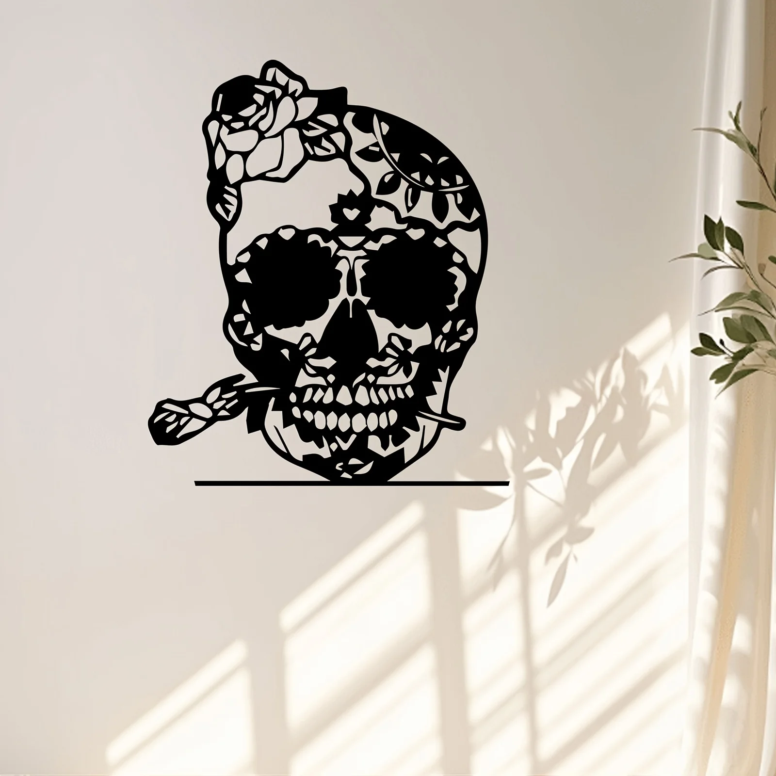 Gothic Sugar Skull Rose Metal Wall Art Rustproof Weatherproof Indoor Outdoor Hanging Home Decor