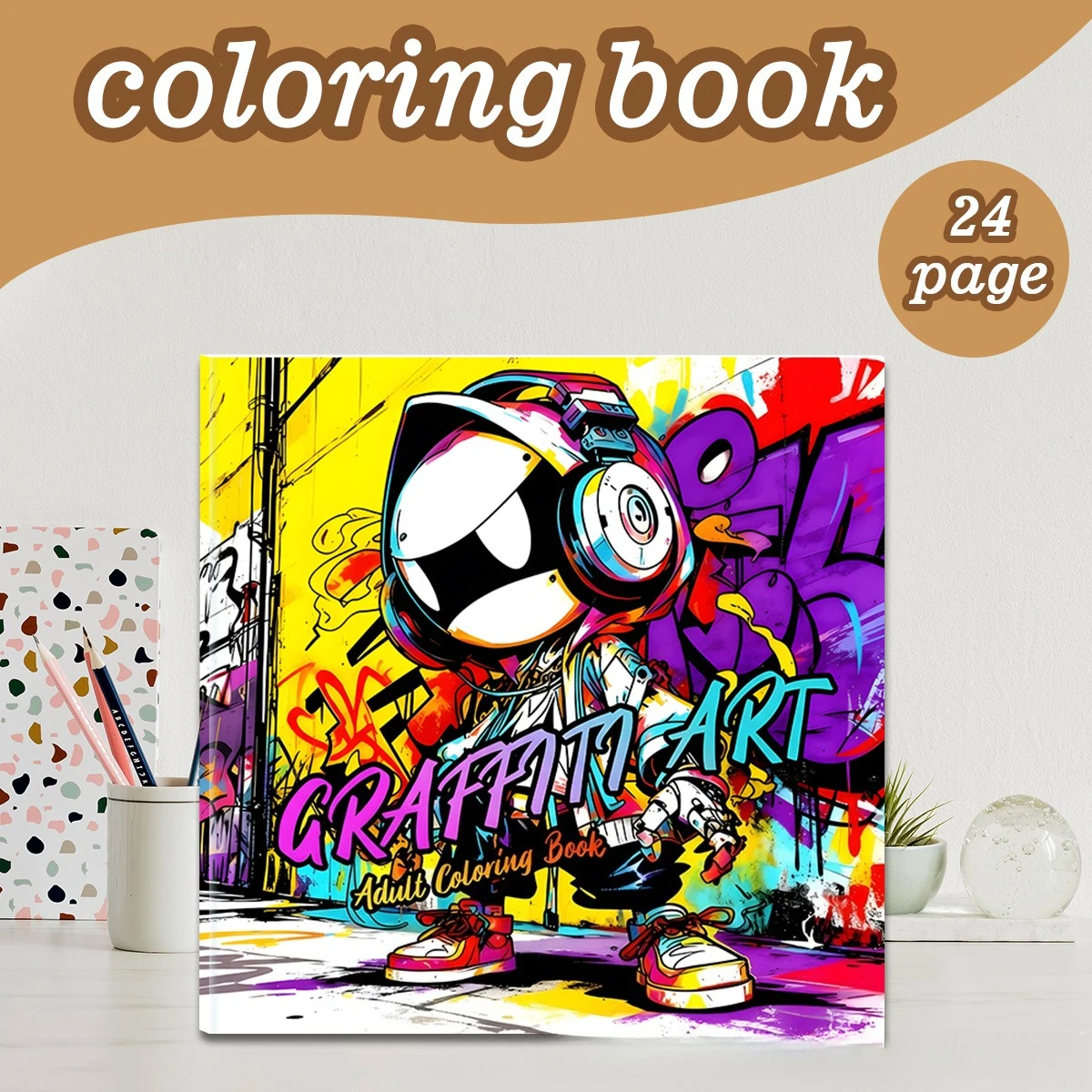 Hot Selling Graffiti Art Coloring Book for Cross-border Independent Stores, Thick Paper Hand Drawing Fill-in Notebook