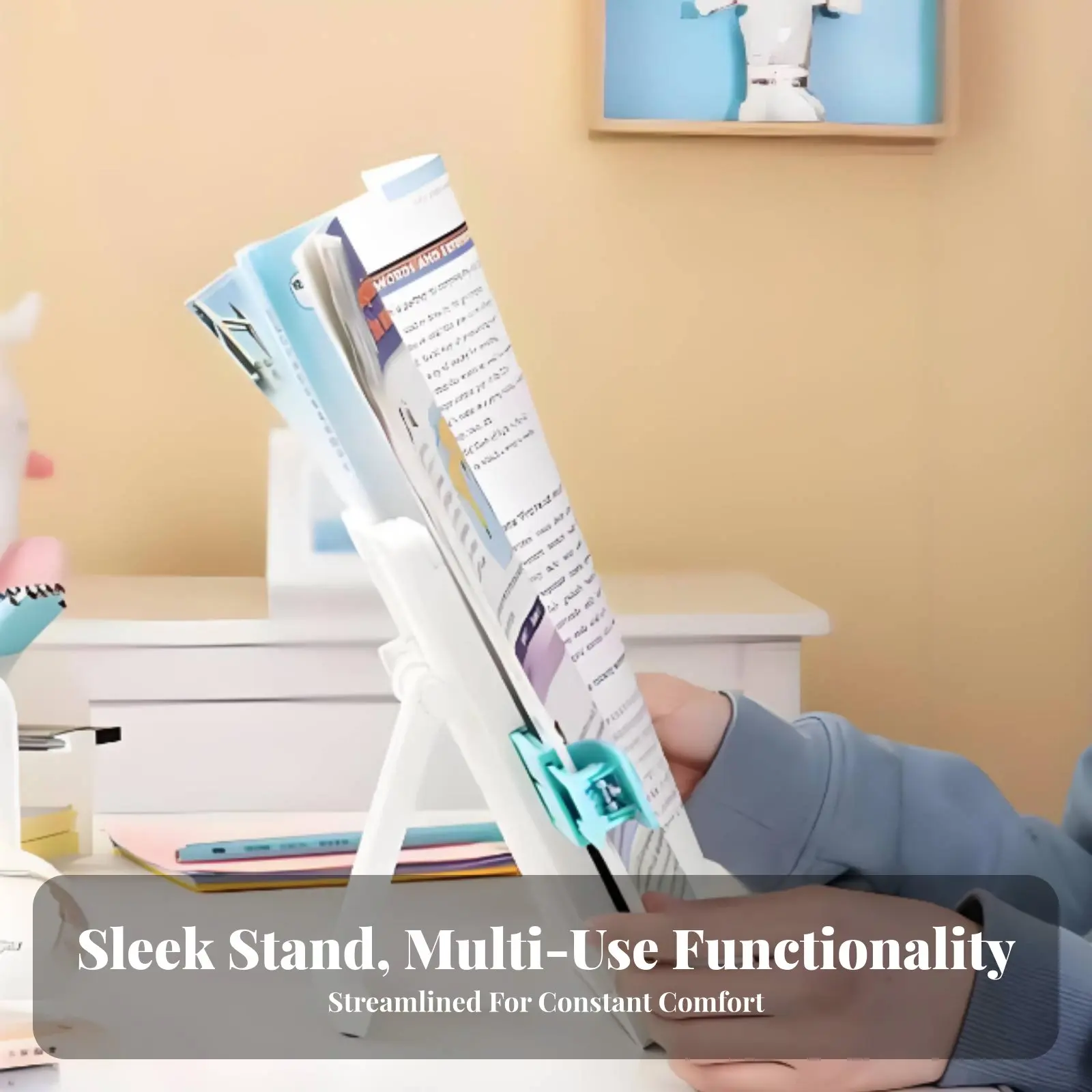 Adjustable Perusing Easel Foldable Adjustable Paper Stand Multi-Functional Handscomplimentary for Students, Children, Library