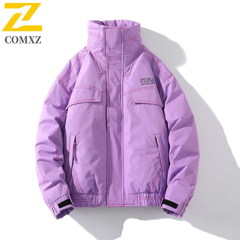COMXZ Men Puffer Jacket 2025 New Trendy Ski Street Warm High Quality Travel Cotton Padded Jacket Windproof Snow Winter Jackets