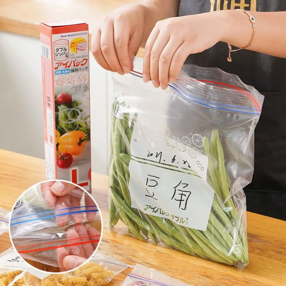 Bolsa transparente con cierre hermético, bolsa de plástico con autosellado, duradera y gruesa, para conservación de alimentos, para el hogar