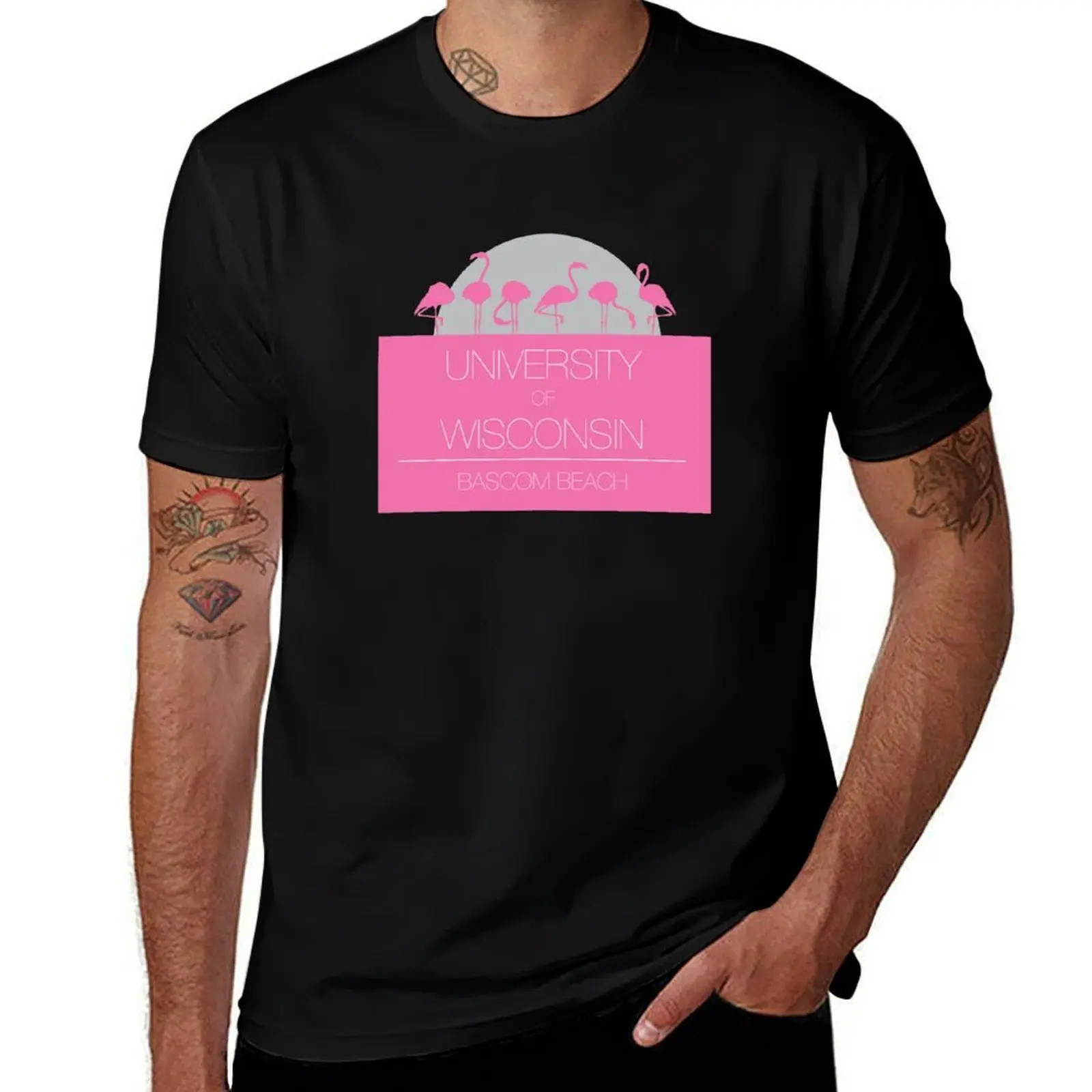 

University of Wisconsin - Madison Bascom Hill Flamingos T-Shirt man t shirt luxury cotton t shirts high quality T-Shirt