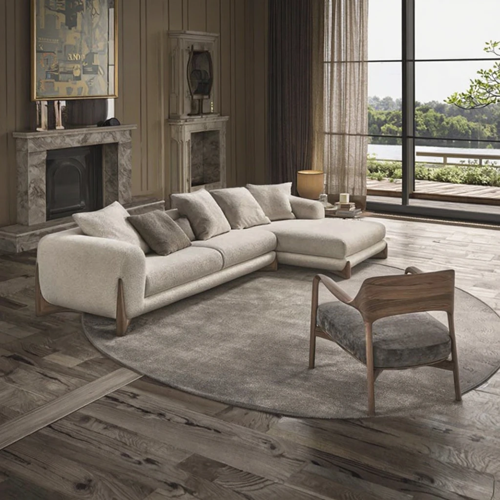 AIROW L Shape Velvet Sectional Sofa, Modern Living Room Couch