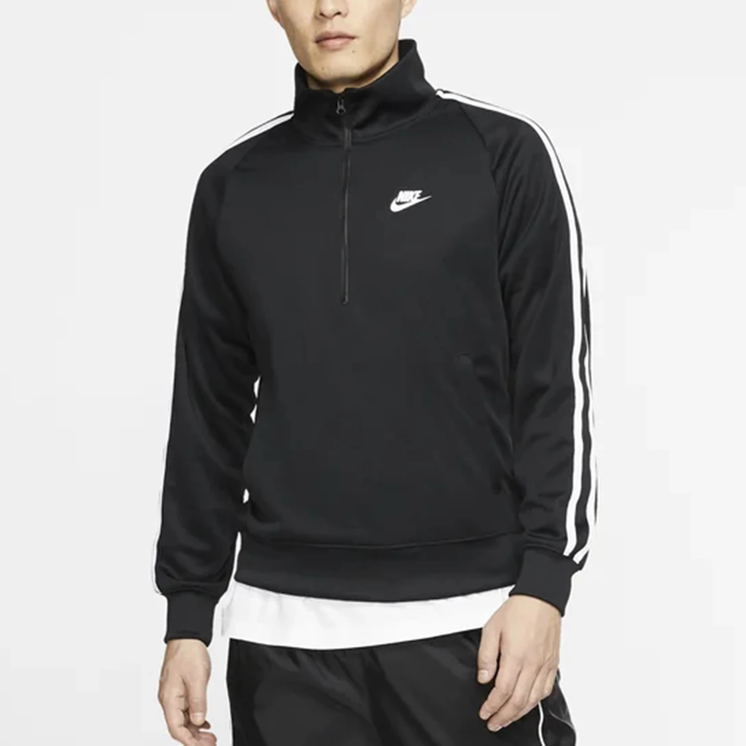 

Nike genuine Men's Half Zip Breathable Knit Casual Hooded Sweatshirt CJ4393-010