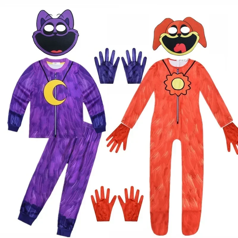 S-smiling C-critters cosplay costume smiling purple cat catnap dogday bear jumpsuit mask pajama set Boys Girls Halloween costume