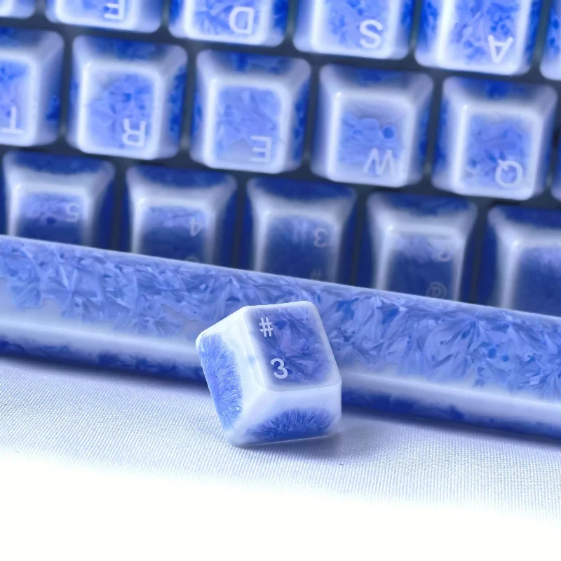 Ice Crystal Ceramic Keycap Magnetic Axis Key Caps Mechanical Keyboard 60% -87% Layout Translucent Custom Keycap Set Gamers Gifts