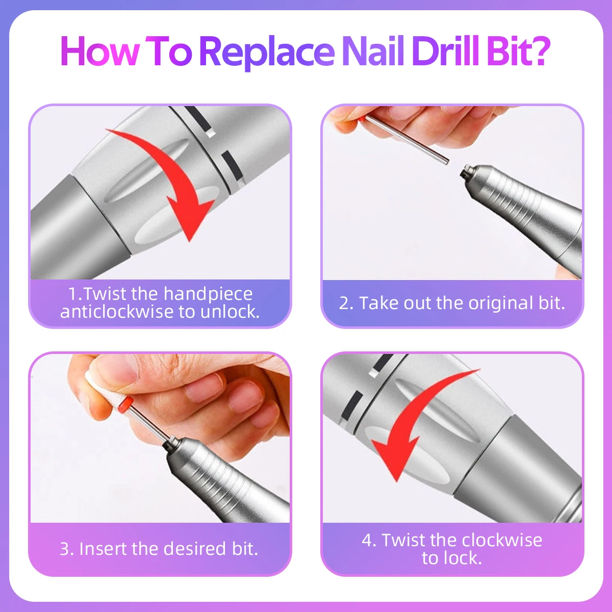 45000RPM Electric Nail Drill Machine Professional Nail Drills For Gel Nails Polish Rechargeable Portable Nail File Manicure Tool