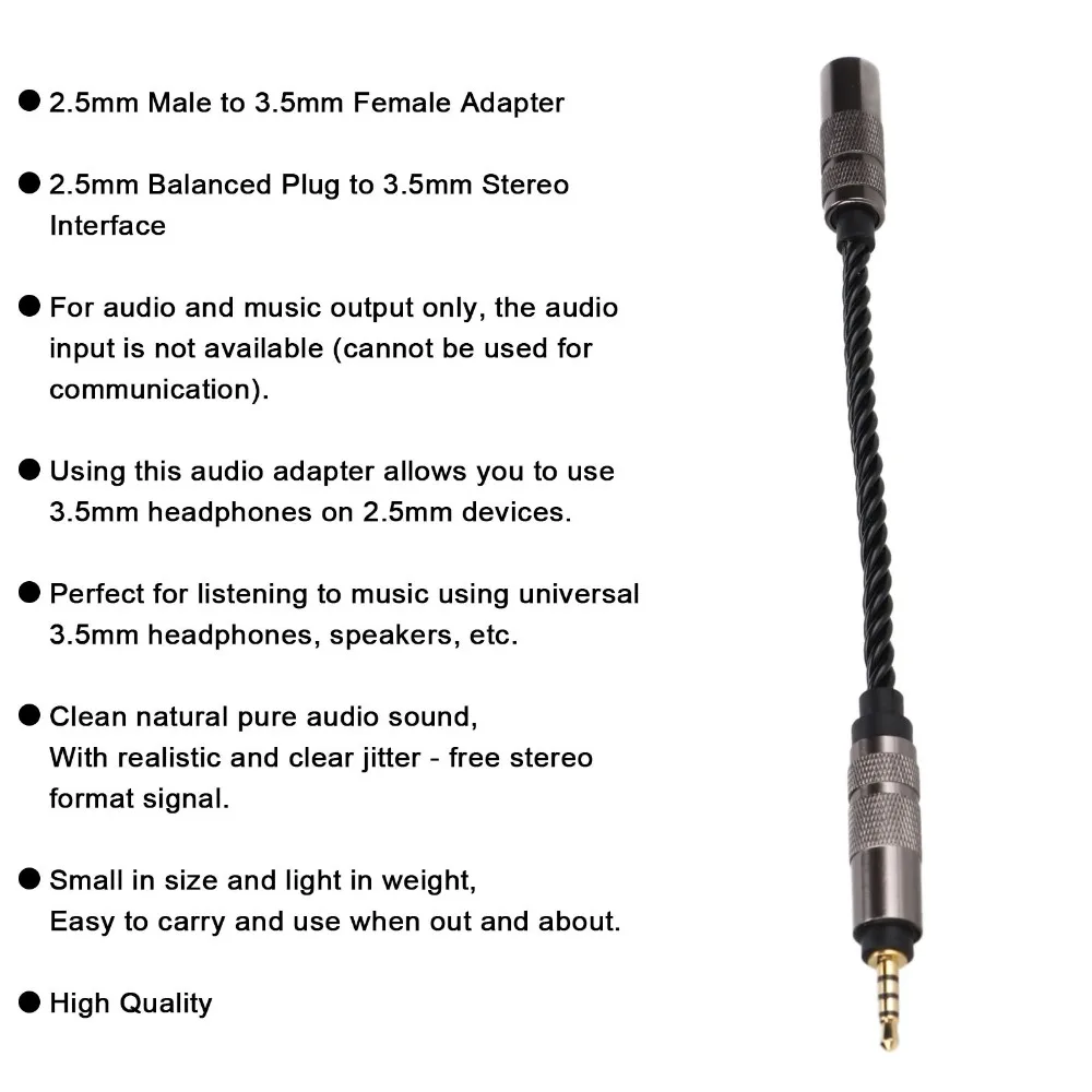 High Stereo Audio 2.5mm Balanced Male To 3.5mm Stereo Female Lossless Sound Headphone Adapter Cord 4 Strands of Stranding Cable
