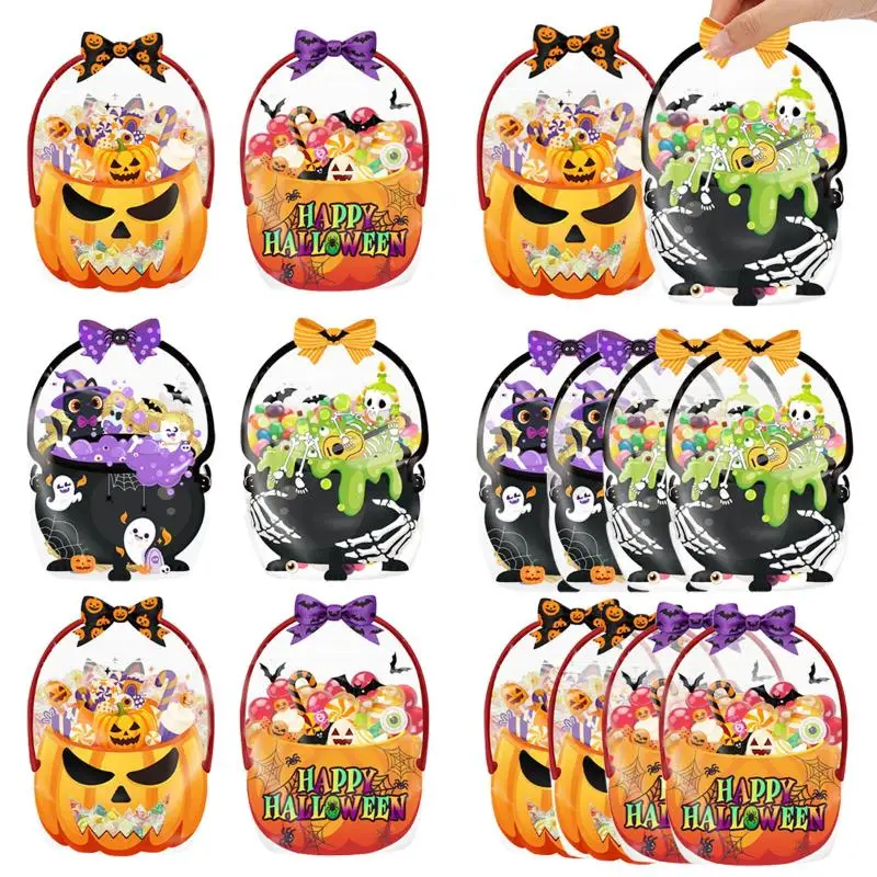 10 Pcs Self Adhesive Sealing Plastic Bag Halloween Candy Sealed Bags for Packaging Candy Cookies Product Gifts Non-porous Bag