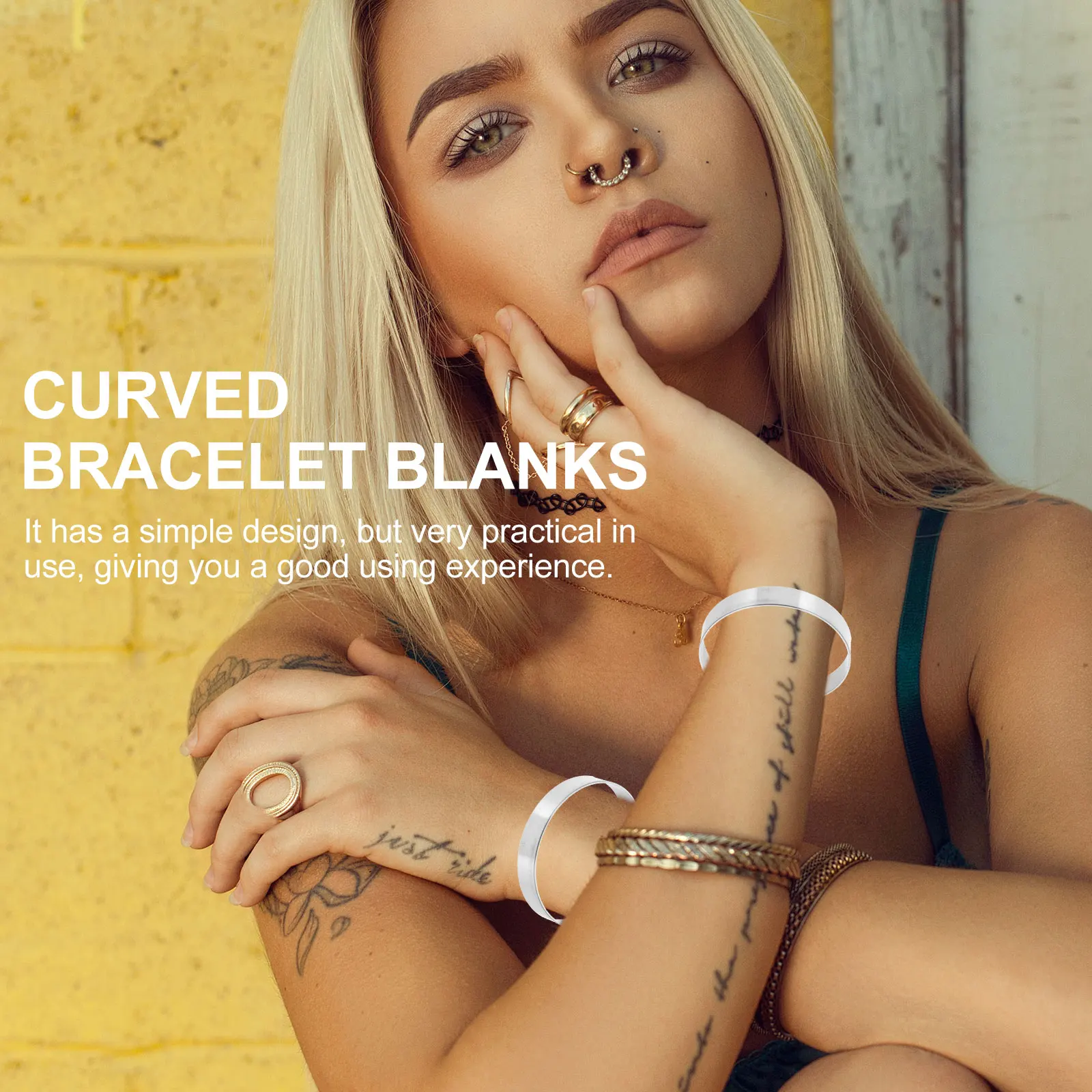 

10Pcs Stainless Steel Bracelet Blanks Curved Adjustable Cuff Bangle for DIY Stamping Engraving Jewelry Making Accessories