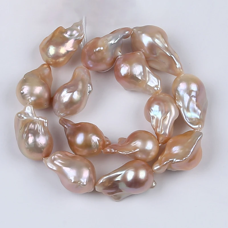 19-21mm Pink Purple Natural Real Loose Beads Freshwater Baroque Pearl Strand