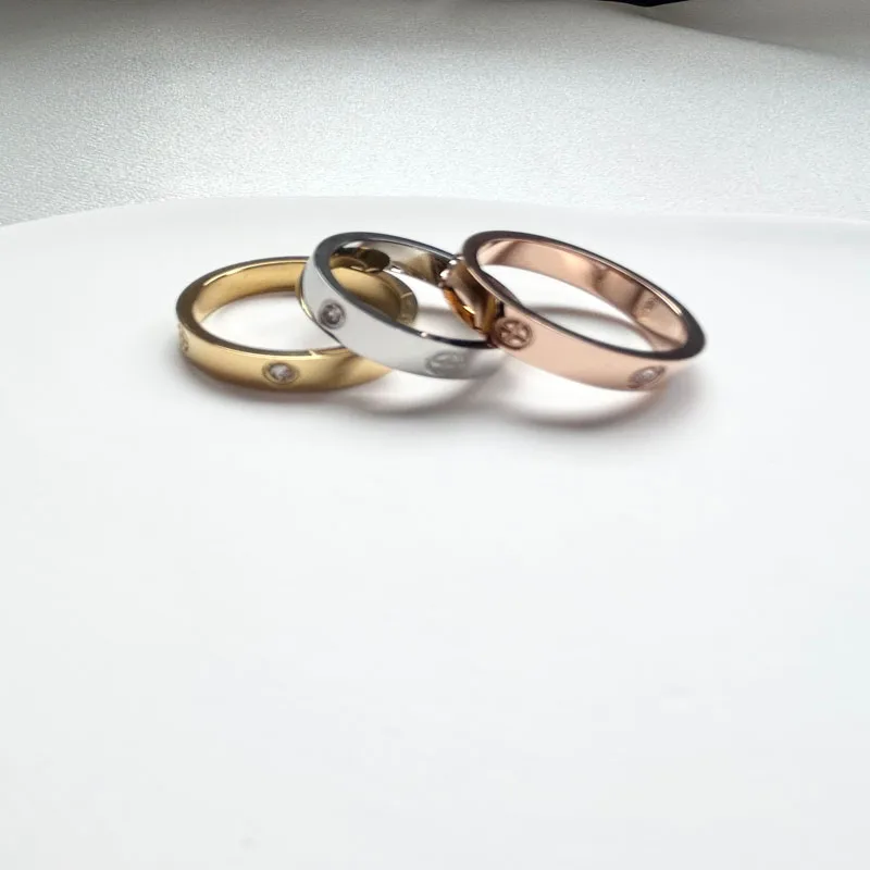 2024 Classic Cross with Stone Luxury Brand Stainless Steel Ring for Girl Women Couple Rings In Wedding Birthday Gift Never Fade
