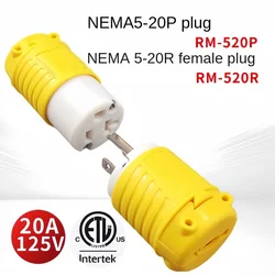 NEMA 5-20P proste ostrze Heavy Duty wymienne złącze wtykowe męskie końcówki przedłużacza 20 A 125 V klasy przemysłowej ETL