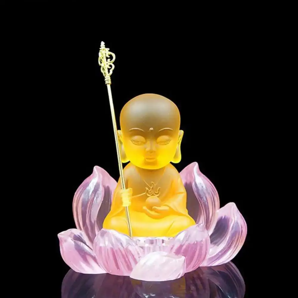 

Transparent Buddha Statue Resin Crafts Decoration Glass Land Tibetan King Buddha Statue Bodhisattva Home Decoration Handmade
