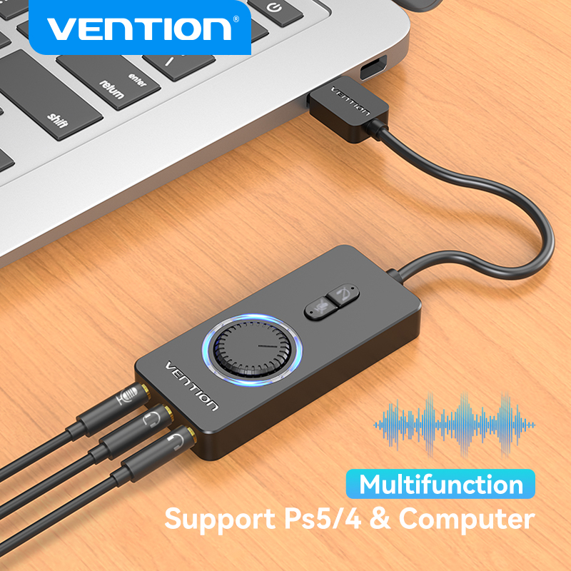  Vention USB External Sound Card USB to 3.5mm Audio Adapter USB to Earphone Microphone for Macbook Computer Laptop PS4 Sound Card 