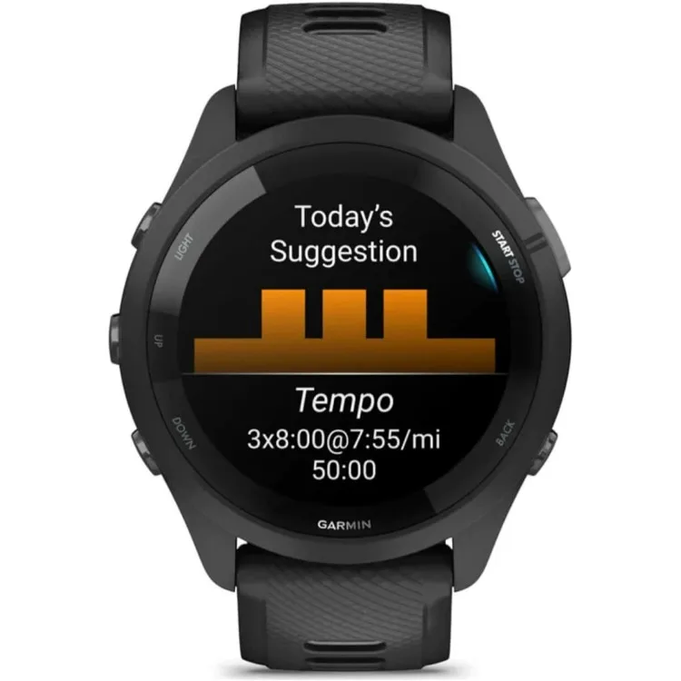 Forerunner 265 Running Smartwatch, Colorful AMOLED Display, Training Metrics and Recovery Insights, Black and Powder Gray