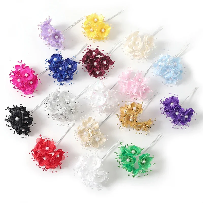 

6Pcs 12cm Artificial Chiffon Flower Rose Flower Bouquet for Room Wedding Decoration DIY Scrapbooking Garland Wreath Wisteria