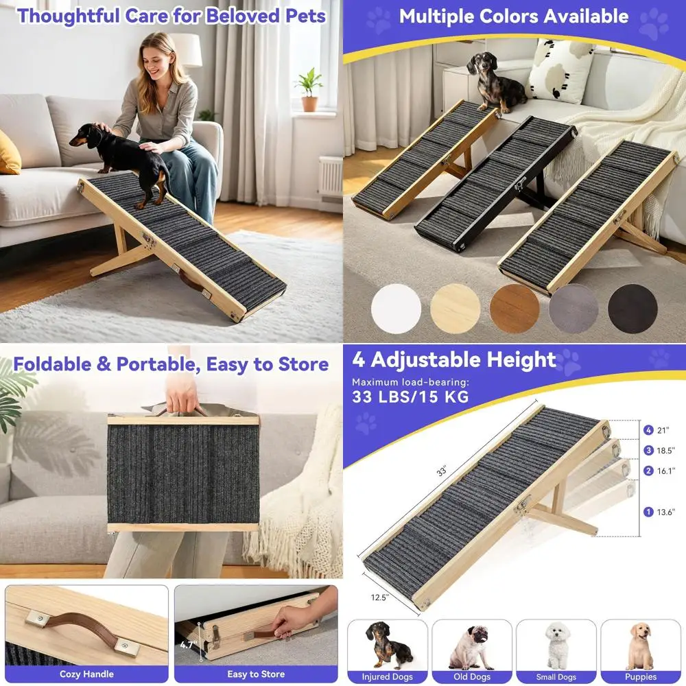 

Enhanced Portable Pet Steps: Adjustable Height from 13 to 21, Non-Slip, Ideal for Small Dogs or Sofa Access