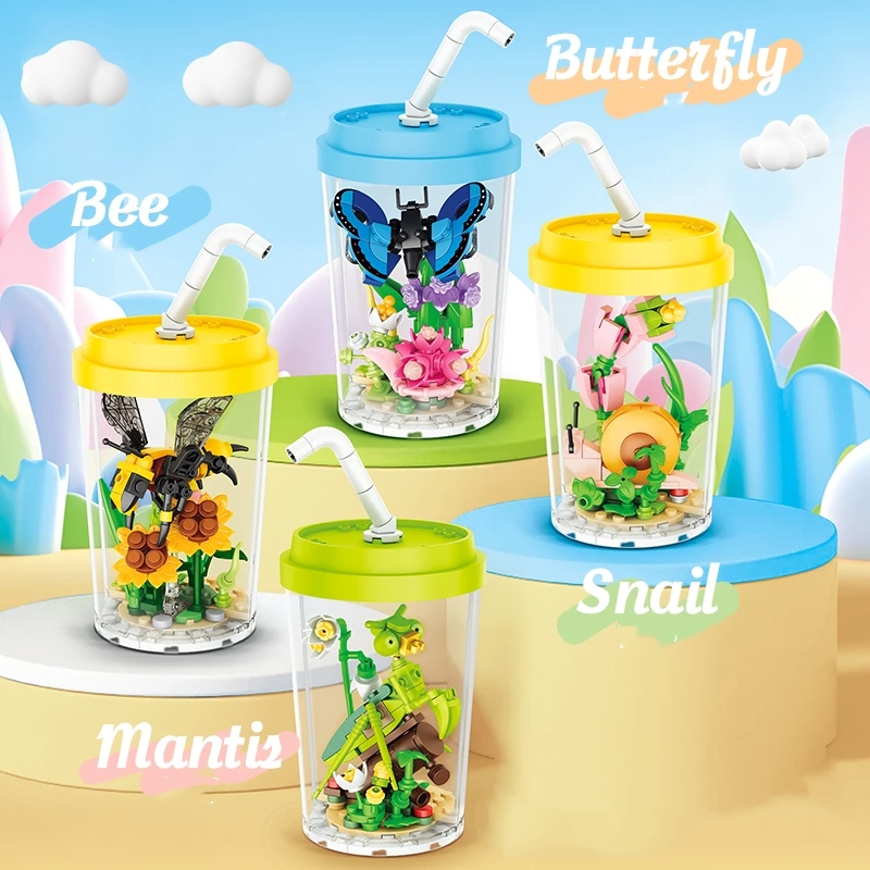 

Creative Insect Building Blocks Toys Butterfly Bee Mantis Snail Insects Building Set for Children's Brain Game Puzzle Toy Animal