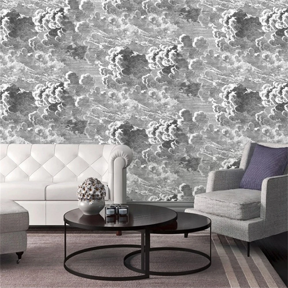 Custom Grey Clouds 3D Wallpapers Home Decor TV Background Room Mural Stickers Papel De Parede Wall Decor