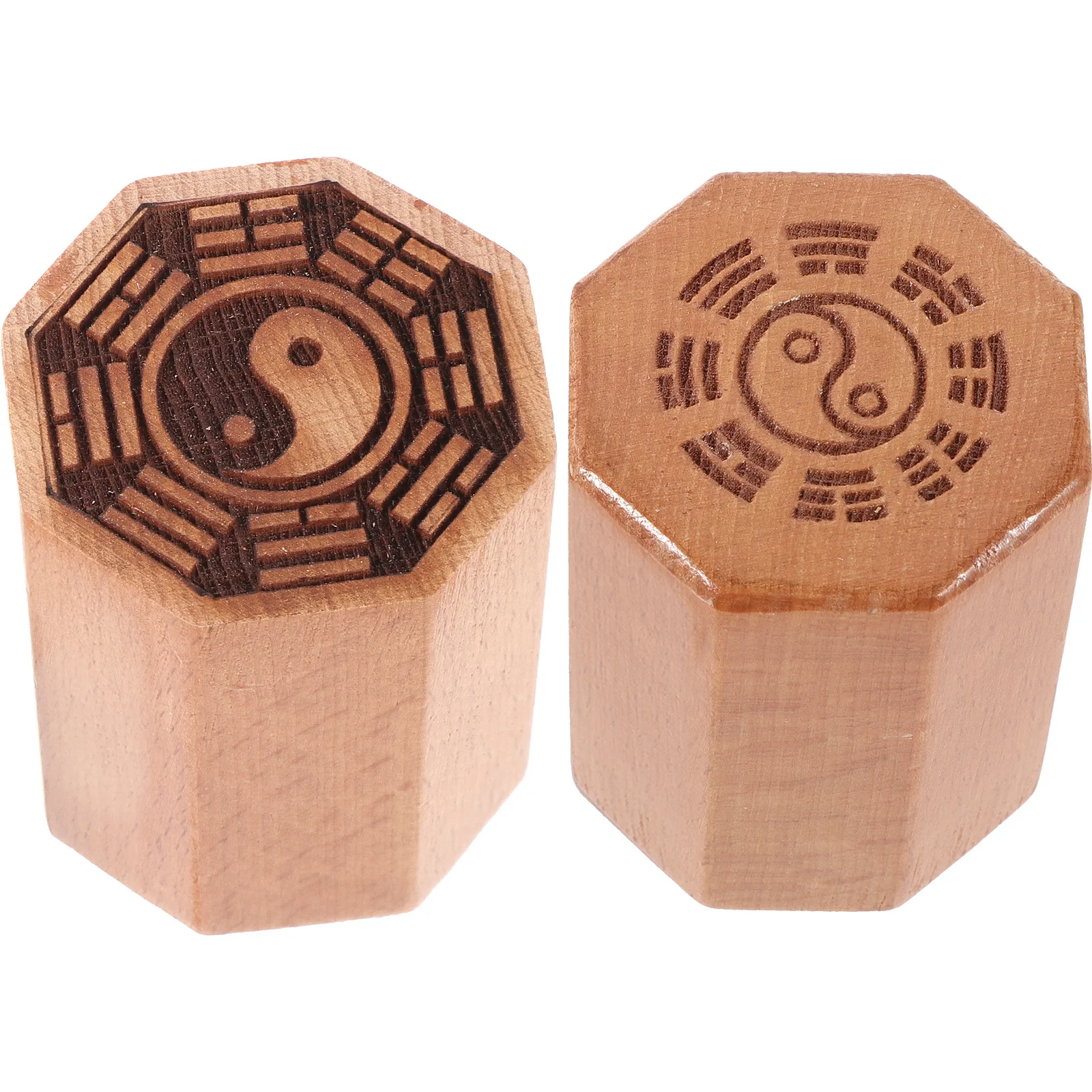 

2pcs Wooden Taoist Stamp Compact Chinese Seal For Scrapbook Carving Stamper Reusable Craft Tool Desktop Cultural Accessory Home