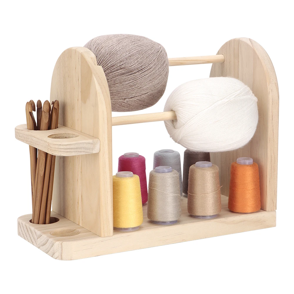 

Wooden Portable Double Rotating Yarn Holder, DIY Handmade Crocheting Crochet Tool Storage Holder, Knitting/Crochet Lover Gift