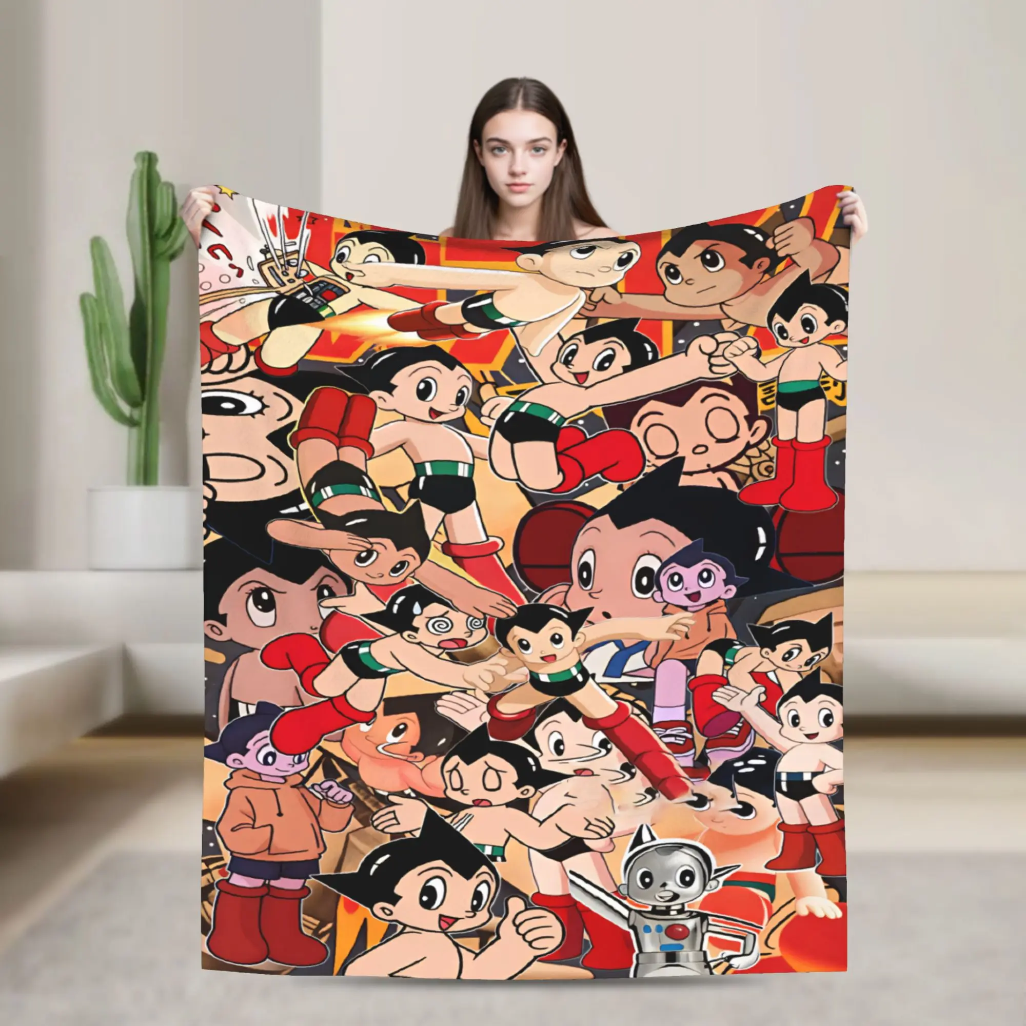 Astro Cartoon Boy Blanket  Super Soft Fluffy Plush Throw Blanket For Living Room Travel Flannel Bedspread Bed Cover