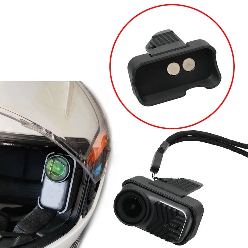 1 Stück Kamera-Helmhalterung für DJI OSMO NANO Schutzhülle mit magnetischer Befestigungsbasis, optional mit Anti-Verlust-Schlaufe/Hakenverschluss
