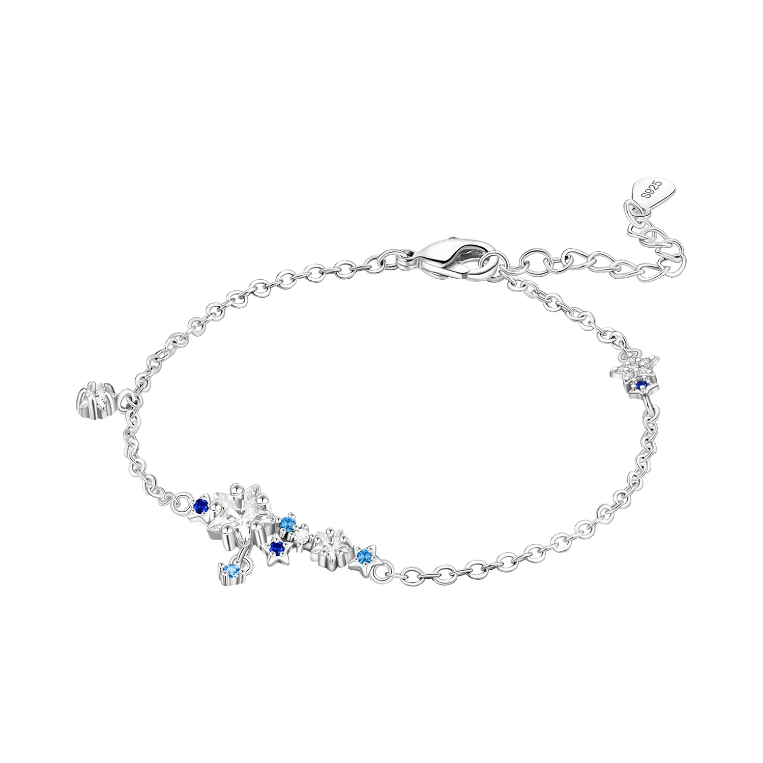 CYCUFF S925 Sterling Silber Blue Star River Armband Kettenglied Damenarmband Schmuck Party Trendige Jubiläumsgeschenke