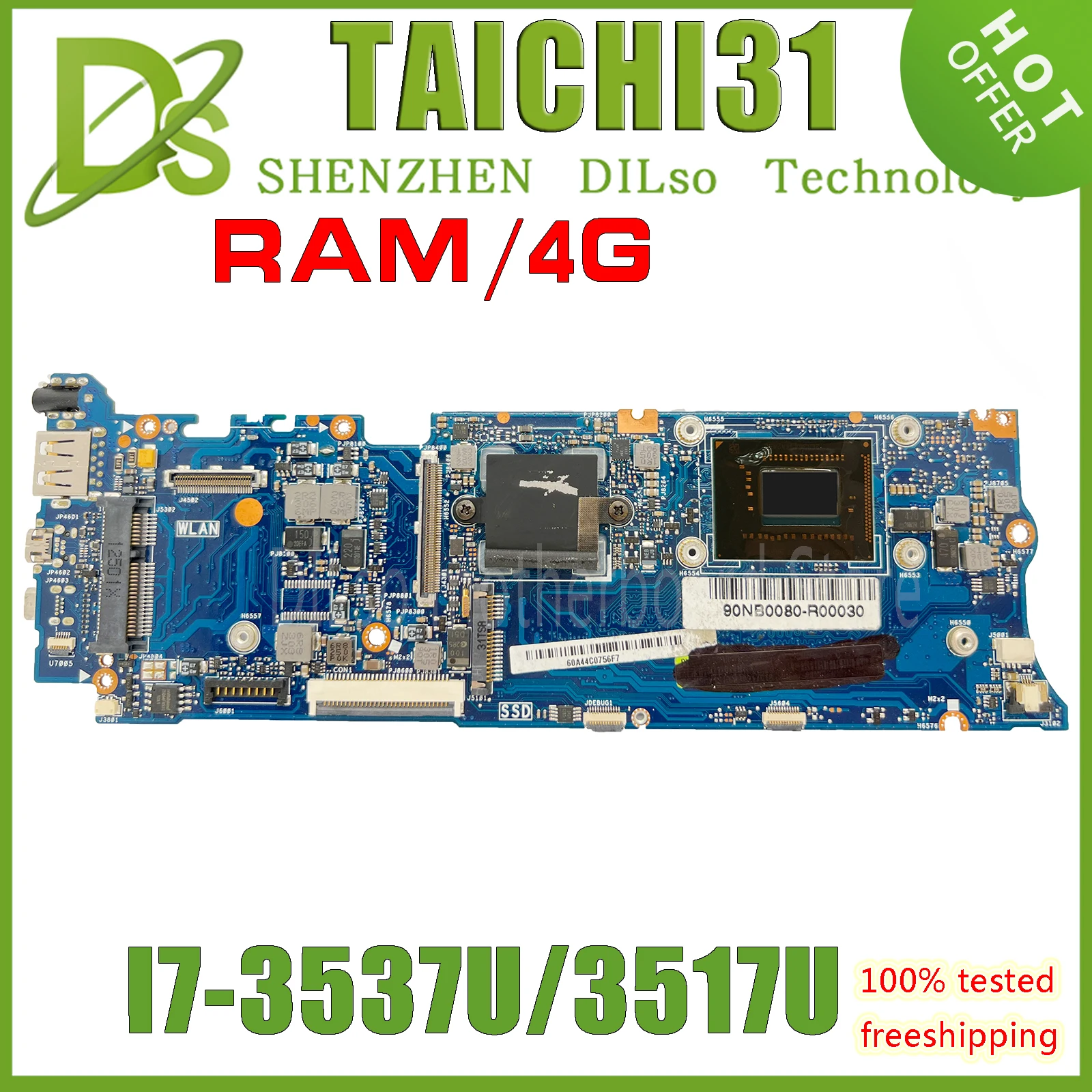 

KEFU TAICHI31 материнская плата с I7-3537U/I7-3517U CPU REV 2,0 4GB-RAM для ASUS TAICHI 31 материнская плата для ноутбука 100% ТЕСТ ОК