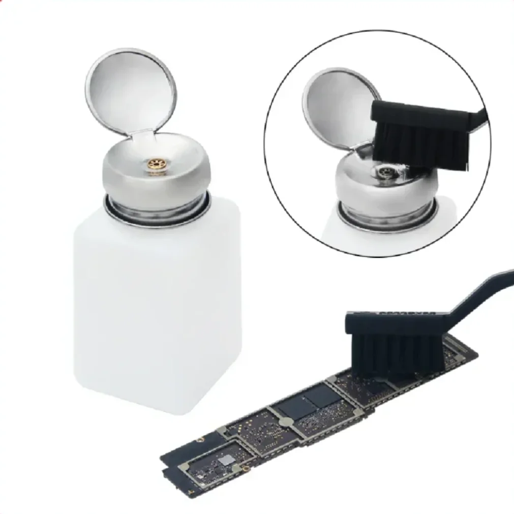100ML 200ML Alcohol Bottle With Stainless Steel Bottle Cap for Mobile Phone Repair Motherboard Clean Anti Static Liquid Plastic