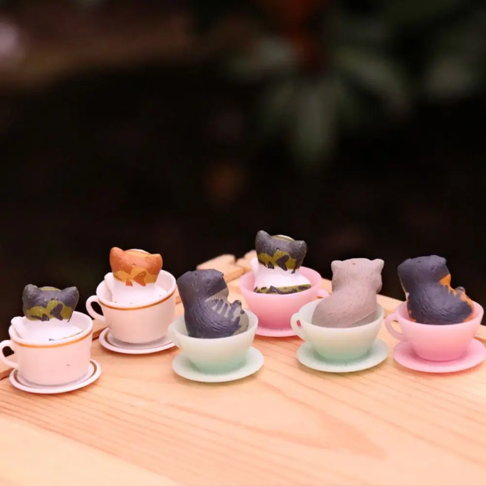 Puppy Kitten Teacup Dog Cats Animal Model Gashapon Toys Dog Cat Figurines PVC Doll Kawaii Miniature Dog Ornaments