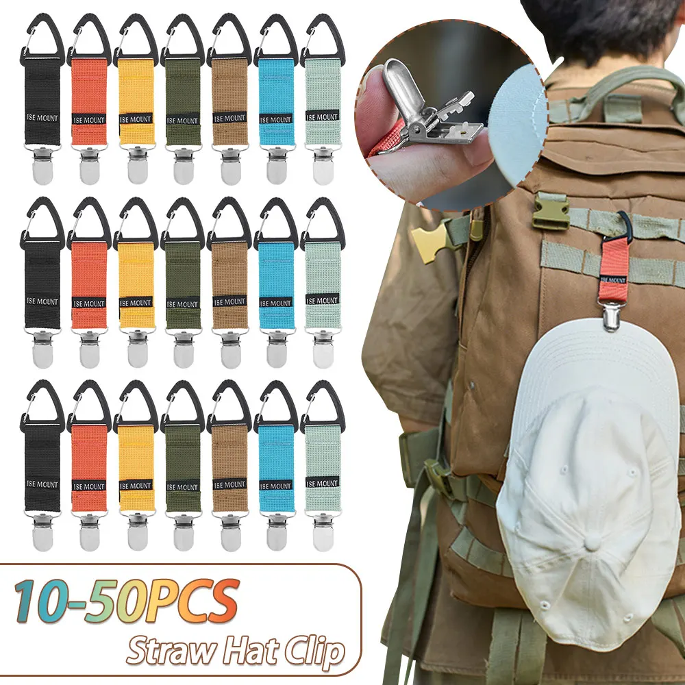 

10-50PCS Straw Hat Clip Multi-Purpose Portable Hat Clip Hands-Free Hats Brim Hanging Hook for Traveling Bag Backpack