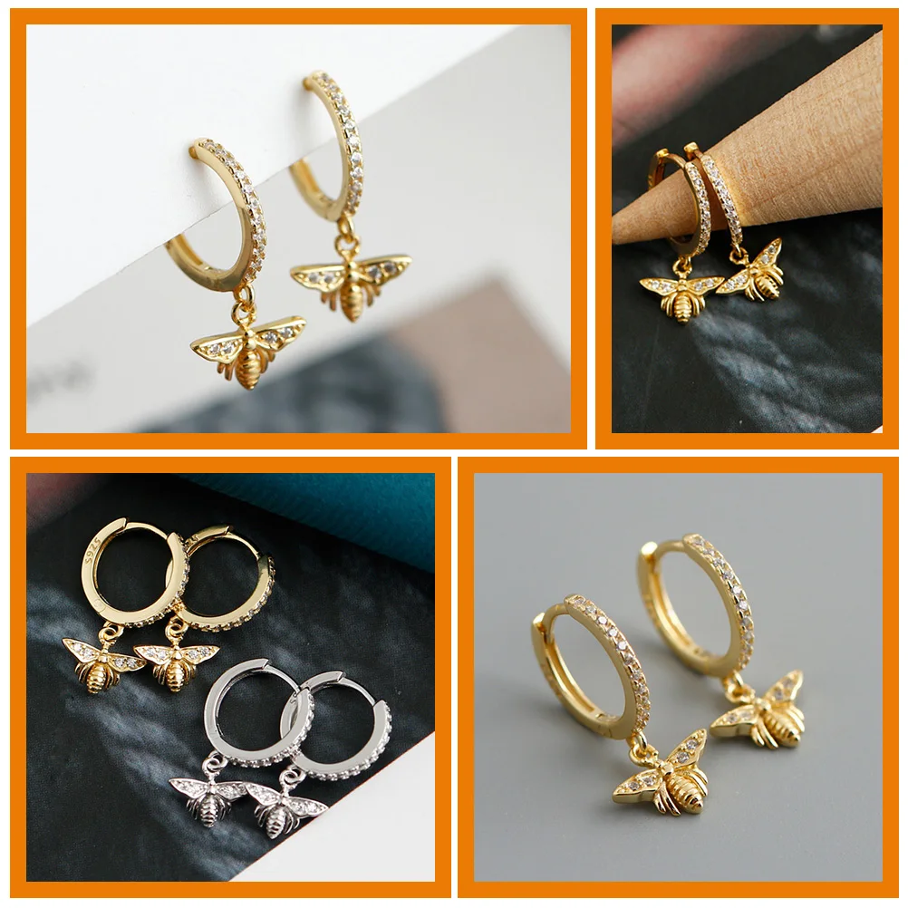 

1 Pair Bee Earrings Women Hoop Ear Jewelries Lightweight Novelty Cool Fancy Drop Earrings For Teen Girls Wedding Party Gift