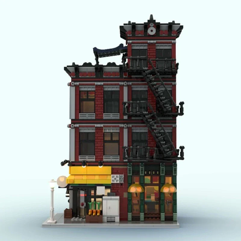 City Street View Model Moc Building Bricks Grocery & Vinyl Shop Model Technology Modular Block Christmas DIY Toy Holiday Gifts