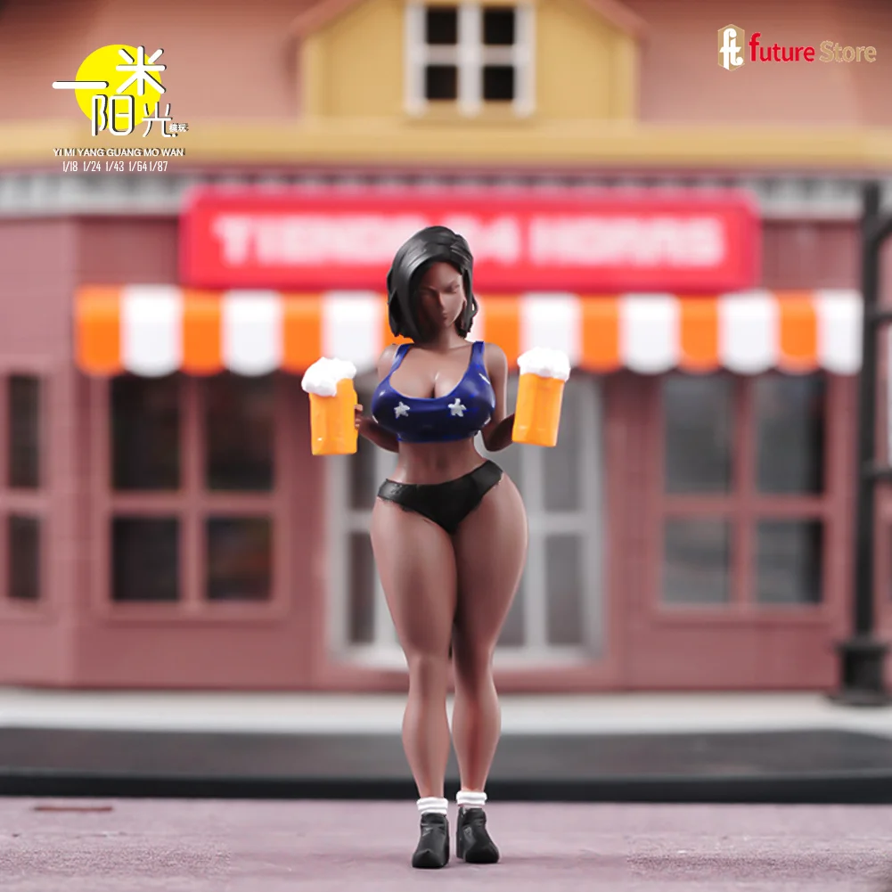 In Stock 1/87 1/64 1/43 1/24 1/18 Beauty Girl Serving Beer Miniature Figure Mini Diorama Resin Doll Model Scene Prop Decor Toy