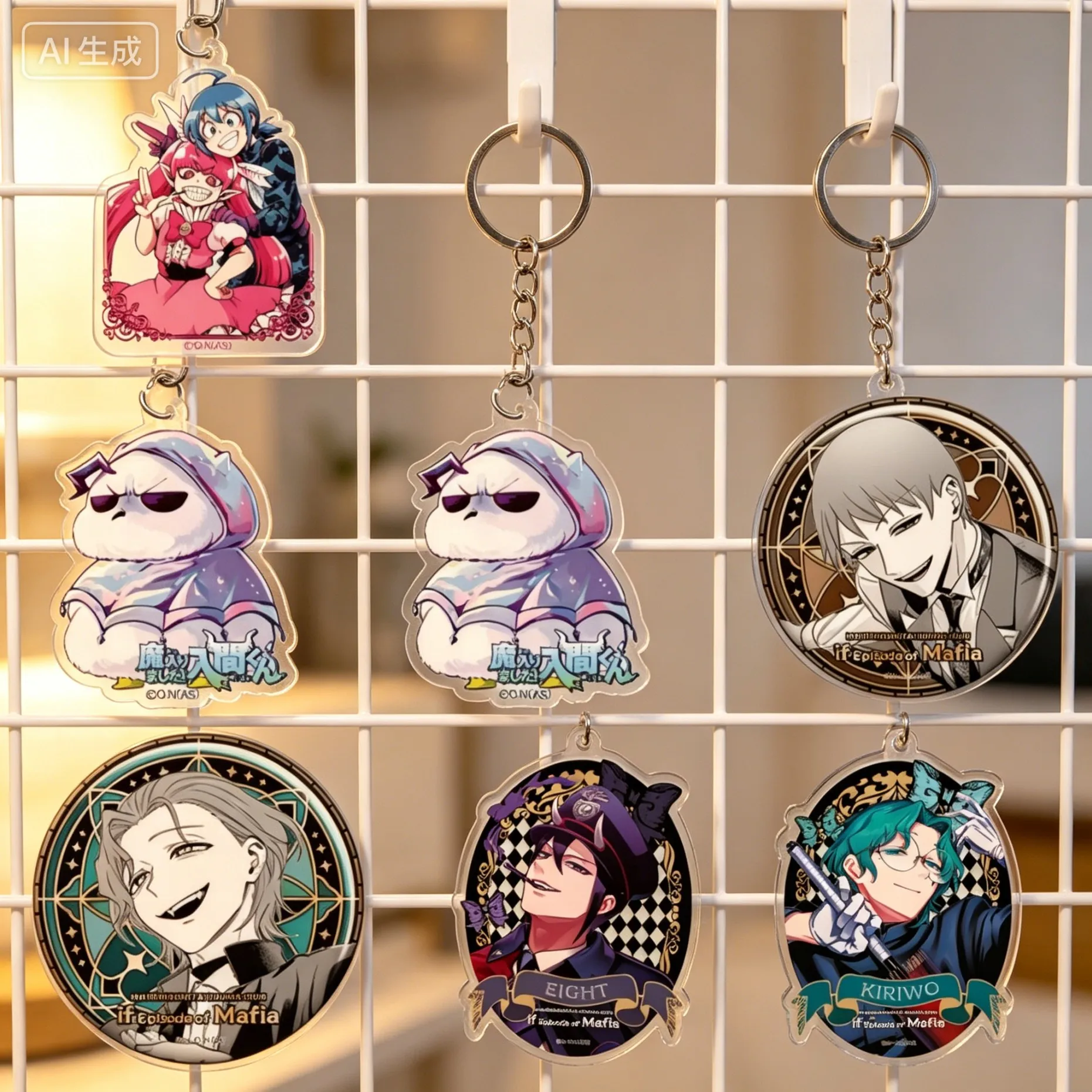 Anime Welcome to Demon School! Iruma-kun Ifrit Jin Eight Acrylic Pendant Keychains Bag Decorations Gifts For Friends