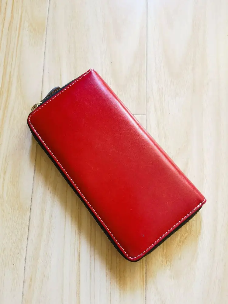 محفظة نسائية طويلة من الجلد الأصلي من EMMA، محفظة عصرية متطابقة الألوان