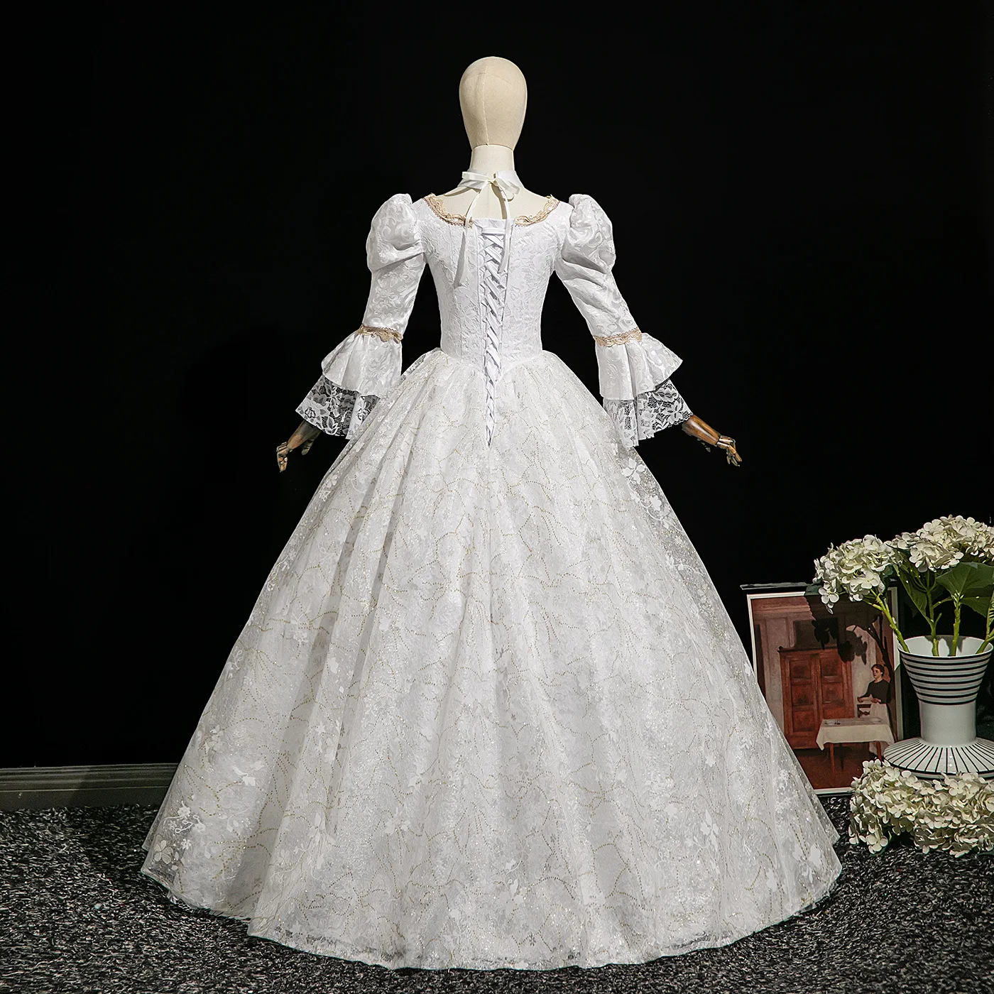 Russian Princess Dress Birthday Dignified Travel Photography White Jacquard Performance Suit Photo Dress Stage Vestido Gala Luxo