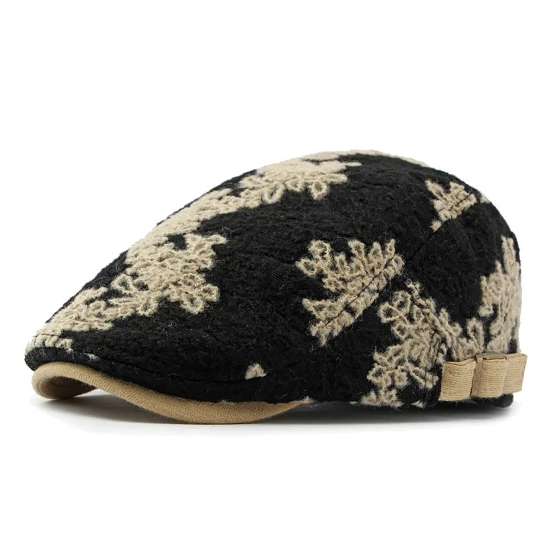 Autumn Cotton Print Newsboy Caps Flat Peaked Cap Men and Women Painter Beret Hats