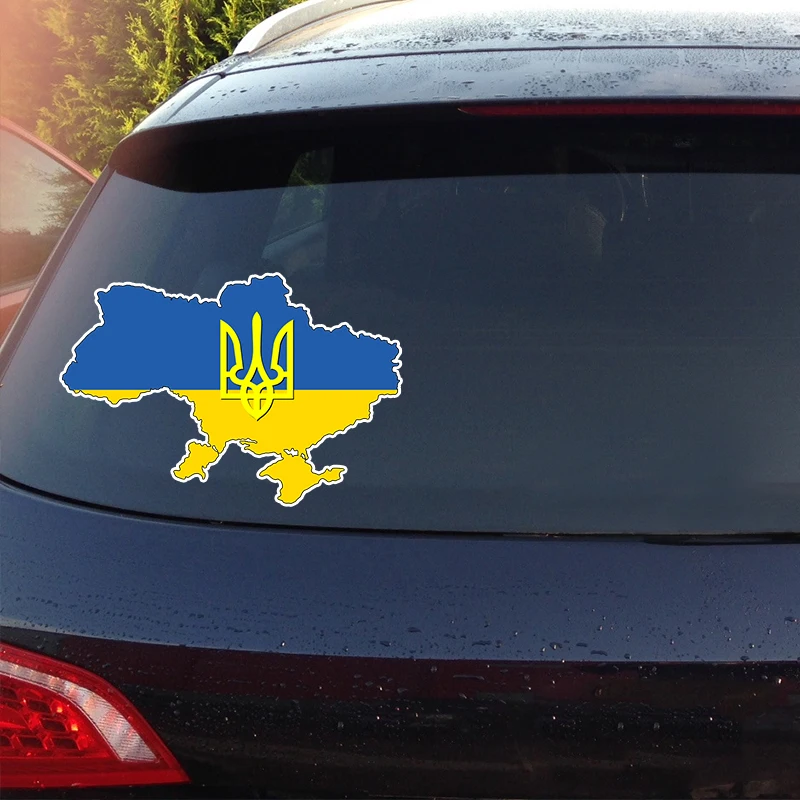 Removable Vinyl Decal Sticker Ukraine Flag Trident Map Ukrainian Car Sticker on Bumper Rear Window Laptop