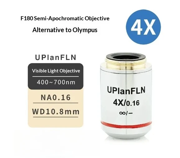 Objectifs plan-fluorescents semi-apochromatiques RMS, objectif biologique universel à objectif infini pour microscopes Olympus