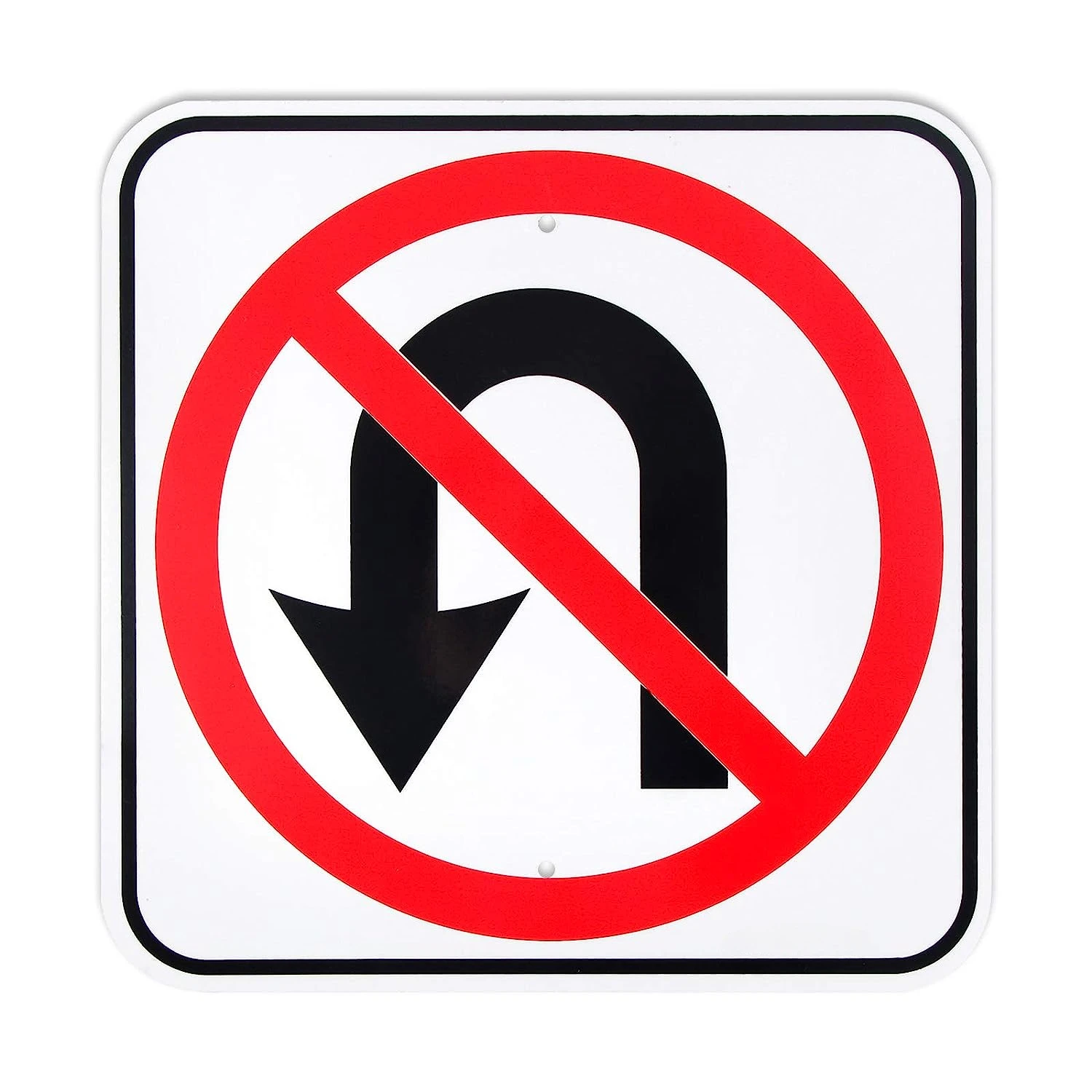 No U-Turn Symbol Sign, No Turn Around  Aluminum Reflective Sign Rust Free Aluminum-UV Protected and Weatherproof