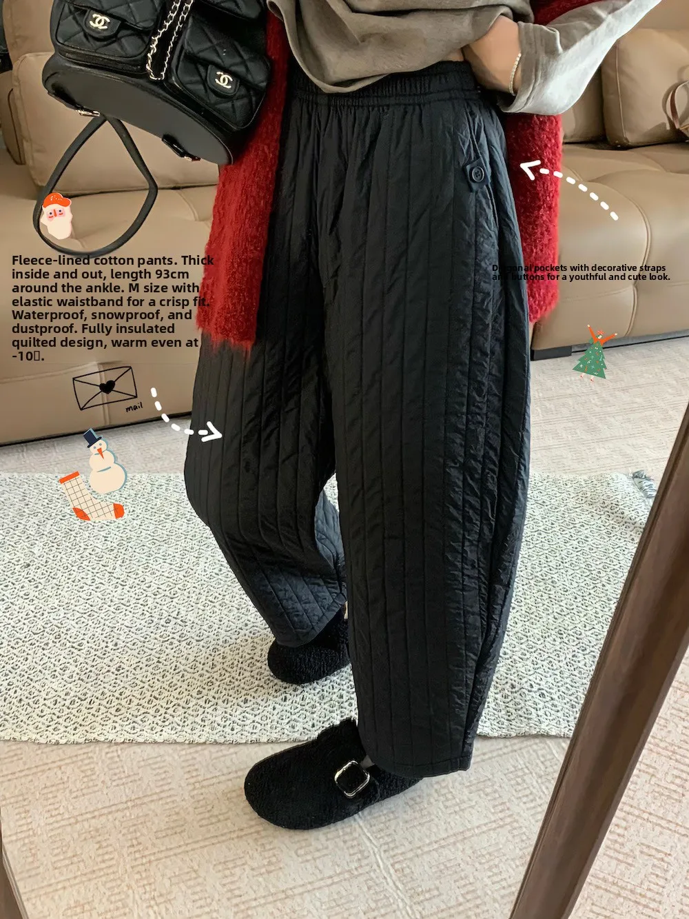 

Брюки Zheng Chun Hua Er Tee-Proof зимние утепленные на флисовой подкладке, стеганые, повседневные, зауженные, с вертикальными полосками, из нейлоновой ткани